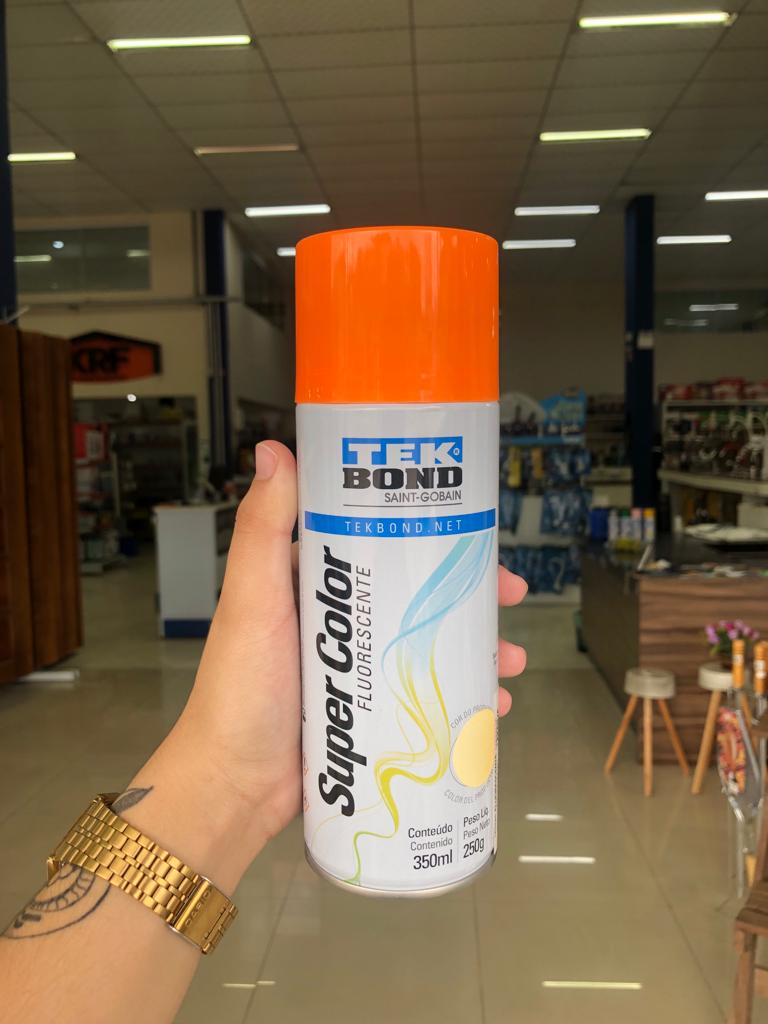 Tinta Spray Super Color Fluorescente Laranja Tek Bond Ze Melo