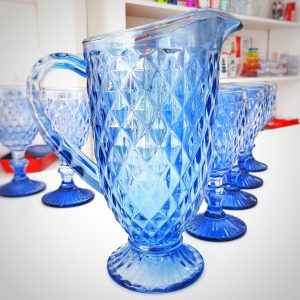 Jarra de Vidro Abacaxi Azul 1,1L 