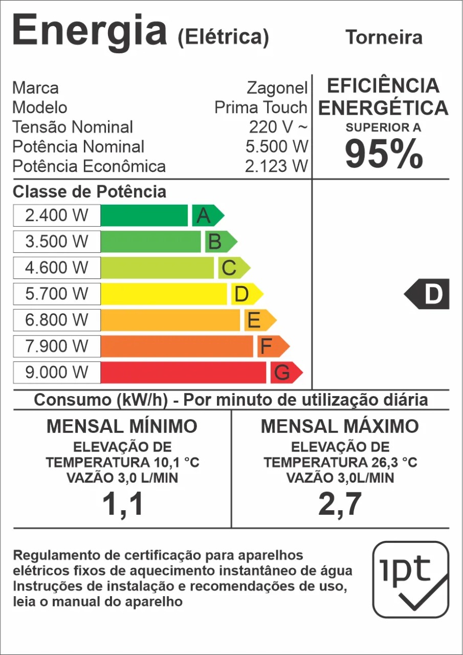 Torneira Elétrica Zagonel Prima- Branca Touch 220V - Ze Melo