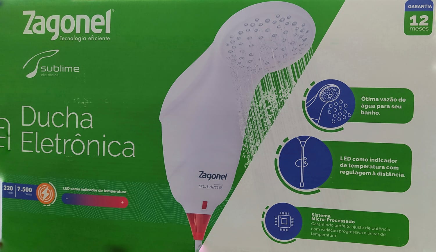 Ducha Eletrônica Sublime Zagonel-7500w/220v - Imagem 2