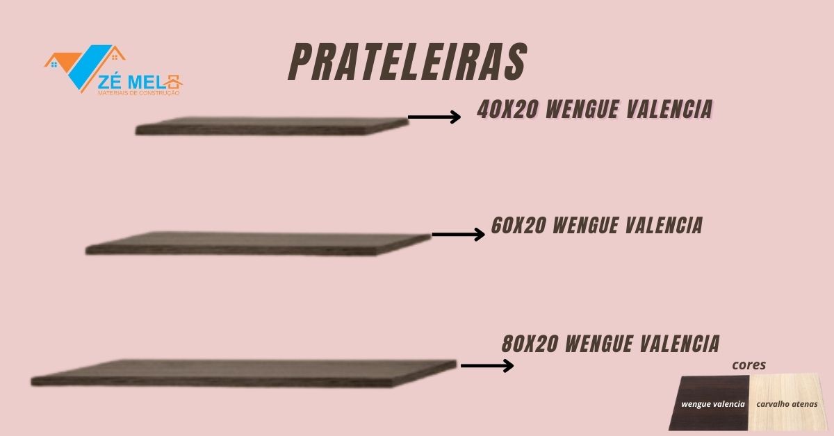 Prateleira 40 x 20cm 15mm Cor Carvalho Atenas