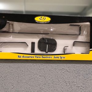 Kit Acessórios Para Banheiro Semi Luxo LG Metais Preto