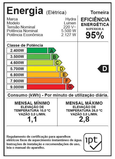 Torneira Elétrica Marrequinha Eletrônica 5500w 220v Branca Zagonel - Imagem 4