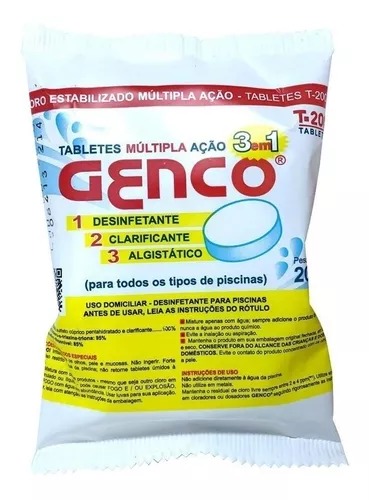 Tablete Cloro 200g Multipla Ação 3 Em 1 - Quibenne/Genco