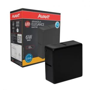 Avant Arandela Led Elegance Quattro Preta 3000k 6w Bivolt