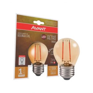 Avant Lâmpada Bolinha led Retrô Âmbar G45 2W Bivolt