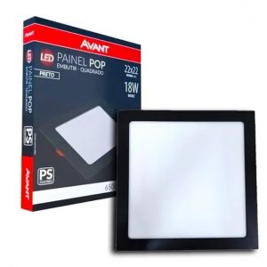 Avant Painel Pop Sobrepor Quadrado 22x22cm 18W 6500K Preto