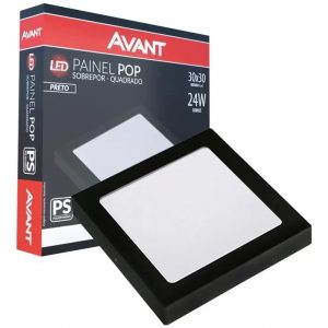 Avant Painel Pop Sobrepor Quadrado 30x30cm 24W 6500K Preto
