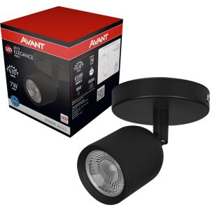 Avant Spot Led Sobrepor Elegance Preto 7W 6500k