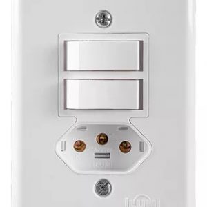 Conjunto 2 Interruptores Simples 6a Com Tomada 2p+t 6/20A 250V Ilumi
