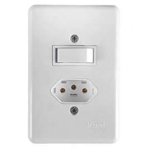 Conjunto 1 Interruptor Simples + 1 Tomada 10A 250V Ilumi Stylus