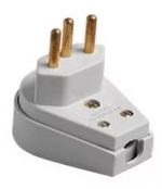 Plugue Pino 20A 250V 2P+T Prensa Cabo Branco Ilumi