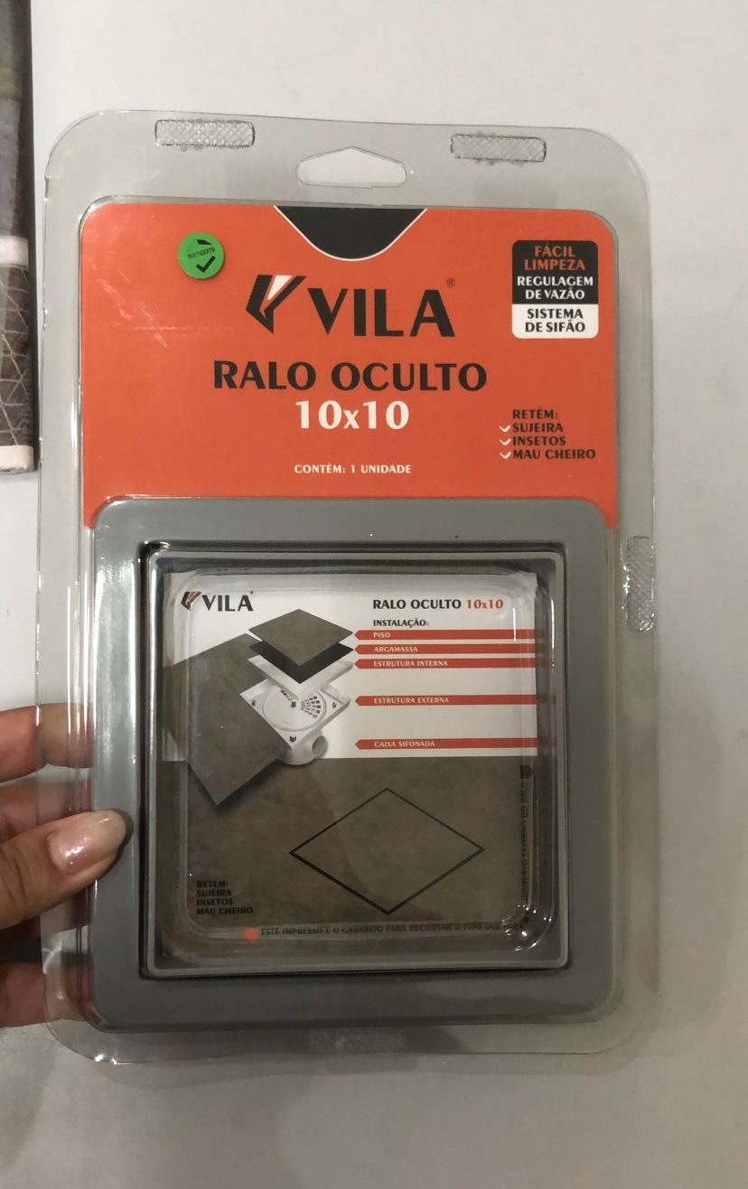Ralo Oculto Cinza 10x10 Vila