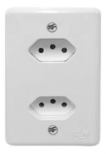 Tomada Dupla Monobloco Branca 20A 250V Stylus Ilumi