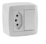 Conjunto Interruptor Simples 10A + Tomada 20A 250V Slim Box Ilumi