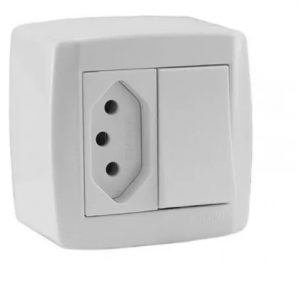 Conjunto Interruptor Simples 10A + Tomada 20A 250V Slim Box Ilumi