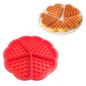 Forma Waffles Coração Panqueca Omelete de Silicone VERMELHO
