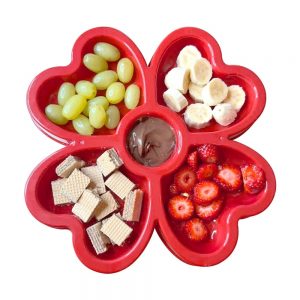 Petisqueira Coração Trevo Para Lanches de Plástico - Vermelho