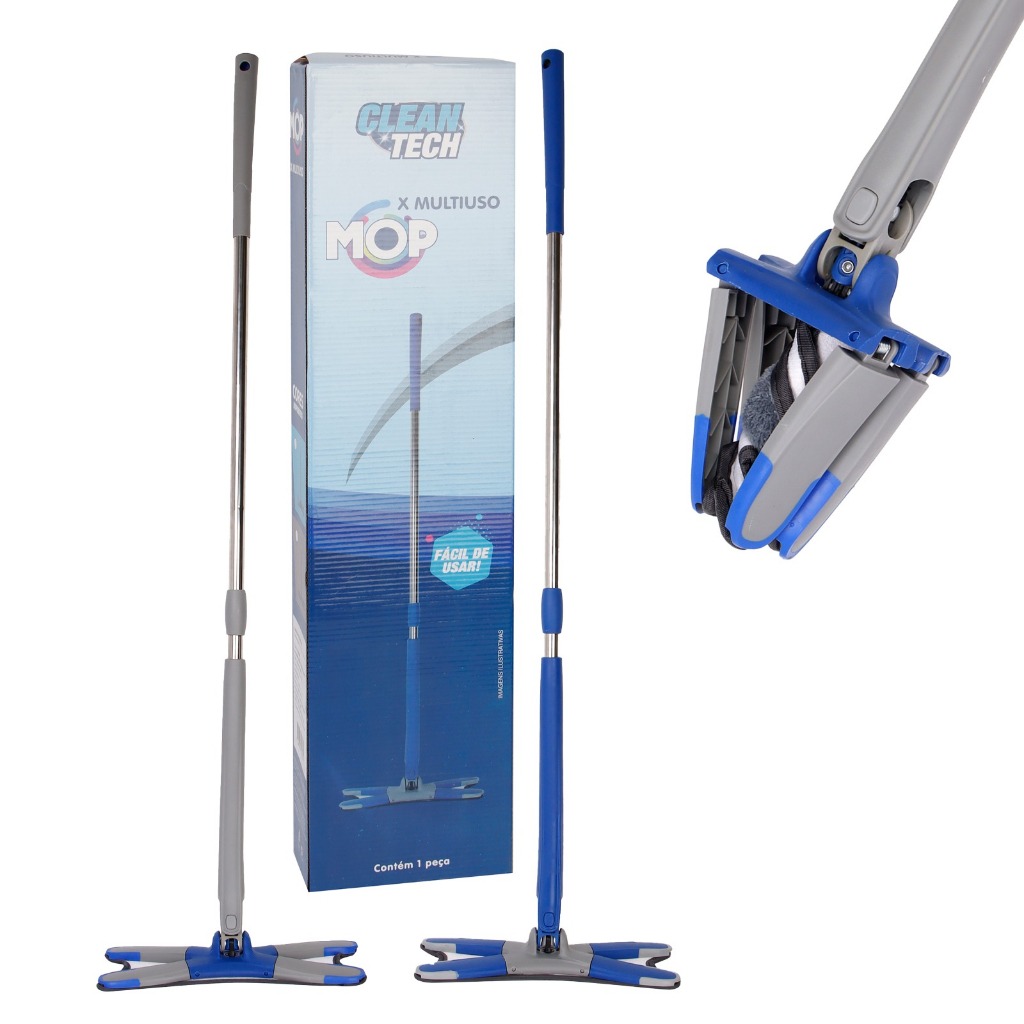 Mop Esfregão MULTIUSO Giratório Lava E Torce - CLEAN TECH AZUL - Imagem 3